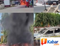 Mini Bus Daihatsu Xenia Terbakar Keluar dari SPBU Saat Isi BBM di Hamparan Perak, 2 Orang Luka Bakar