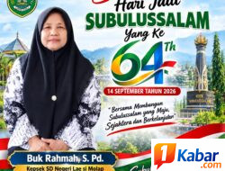 Kepsek SD Negeri Lae Si Molap Buk Rahmah, S.Pd. Sampaikan Ucapan HUT Hari Jadi ke-64 Kota Subulussalam