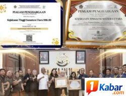Kejati Sumut Raih Peringkat 3 Terbaik, LKUPA dari Kanwil DJPb Provinsi Sumut