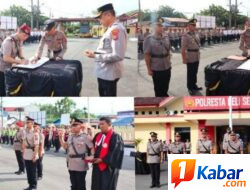 Kapolresta Deli Serdang Pimpin Upacara Sertijab Kasat Reskrim, Kapolsek Pagar Merbau dan Kapolsek Beringin
