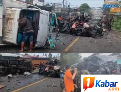 Tragedi di Jalur Medan-Berastagi, Truk Fuso Diduga Rem Blong Libas 8 Kendaraan, 4 Orang Meninggal Dunia dan 8 Luka-Luka