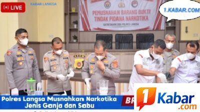 Polres Langsa Pemusnahan Narkoba Hasil Pengungkapan Empat Kasus: Puluhan Ribu Jiwa Terselamatkan