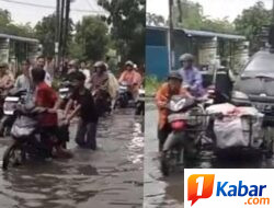 Hujan Deras Sebabkan Banjir di Deli Serdang, Jalan Datuk Kabu Pasar 3 Tembung Ketinggian Air Setinggi 50 Cm