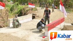 Gebyar Merah Putih di Lokasi TMMD ke-129, Satgas Hiasi Jembatan Bok Culvert dengan Nuansa Kemerdekaan