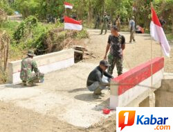 Gebyar Merah Putih di Lokasi TMMD ke-129, Satgas Hiasi Jembatan Bok Culvert dengan Nuansa Kemerdekaan