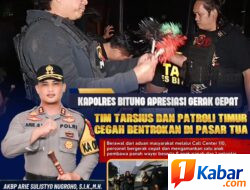 Polres Bitung bergerak cepat mencegah potensi tawuran di Kompleks Pasar Tua. Seorang remaja berusia 14 tahun diamankan bersama beberapa anak panah wayer dan pelontarnya.