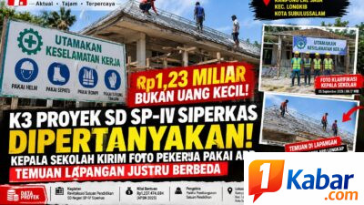 Rp1,23 MILIAR BUKAN UANG KECIL! K3 PROYEK SD SP-IV SIPERKAS DIPERTANYAKAN: KEPALA SEKOLAH KIRIM FOTO PEKERJA PAKAI APD, TEMUAN LAPANGAN JUSTRU BERBEDA