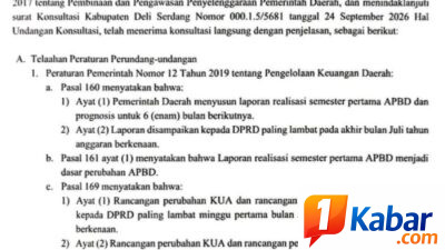 Terkait Perubahan KUA-PPAS TA 2026, Pemkab Deli Serdang Konsultasikan ke Kemendagri