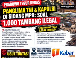 PRABOWO SOROT TAJAM 1.000 TAMBANG TIMAH ILEGAL: PANGKAT DAN JABATAN DIPERTANYAKAN, TNI-POLRI DIMINTA USUT